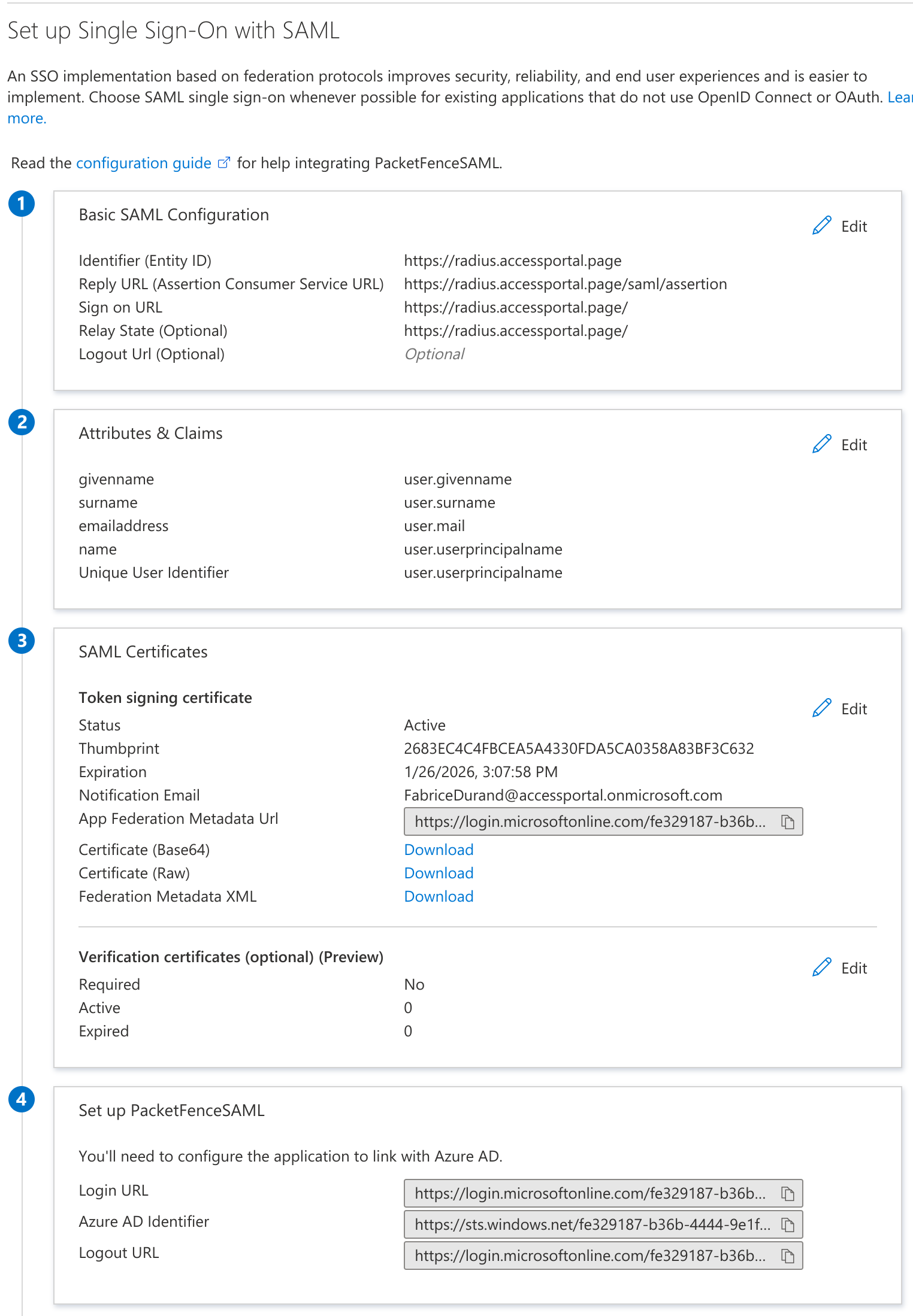 Azure SSO Details