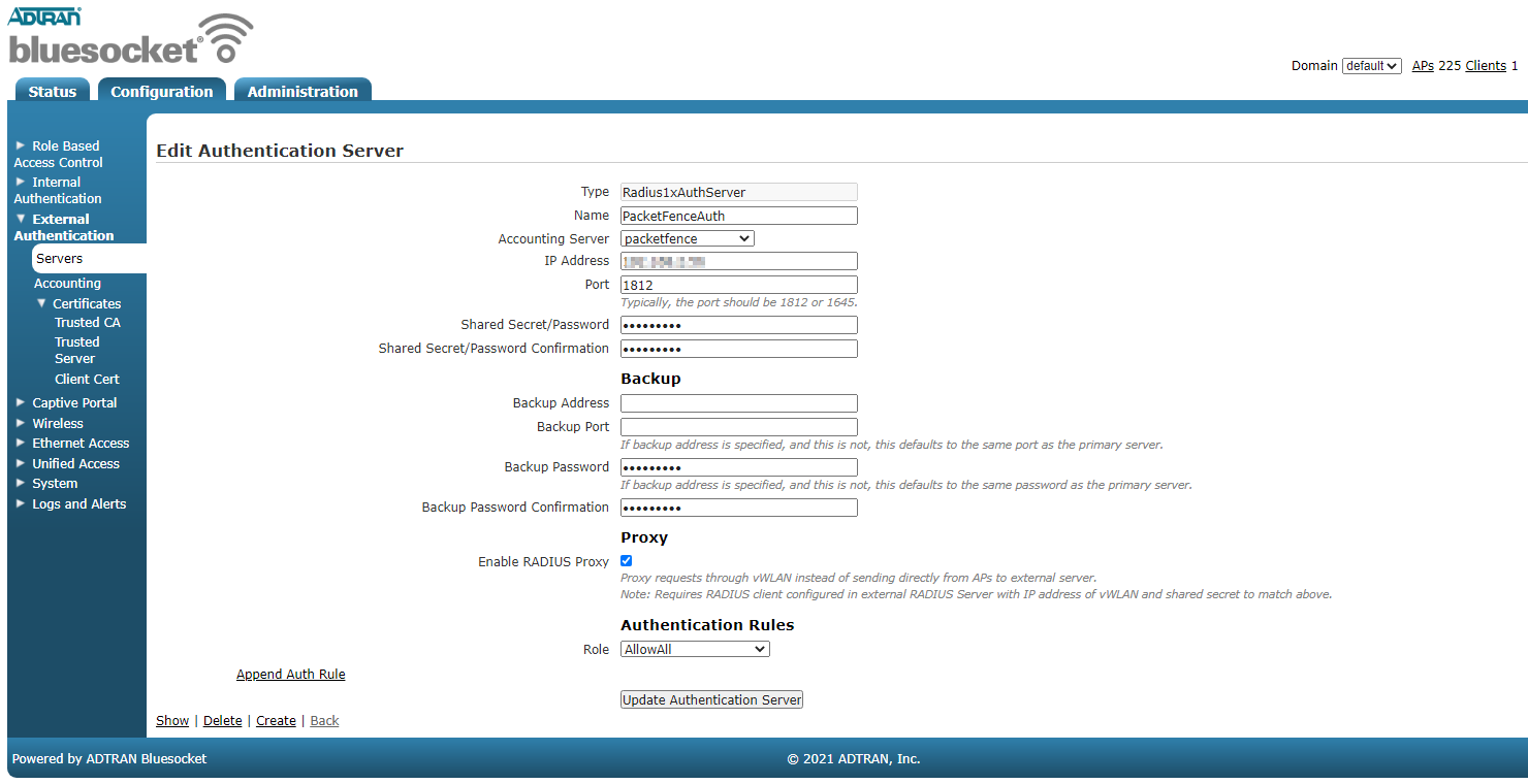 Bluesocket radius 802.1x