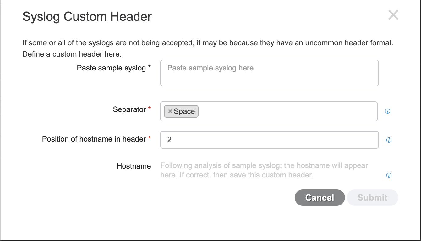 Configure the syslog header in ISE-PIC