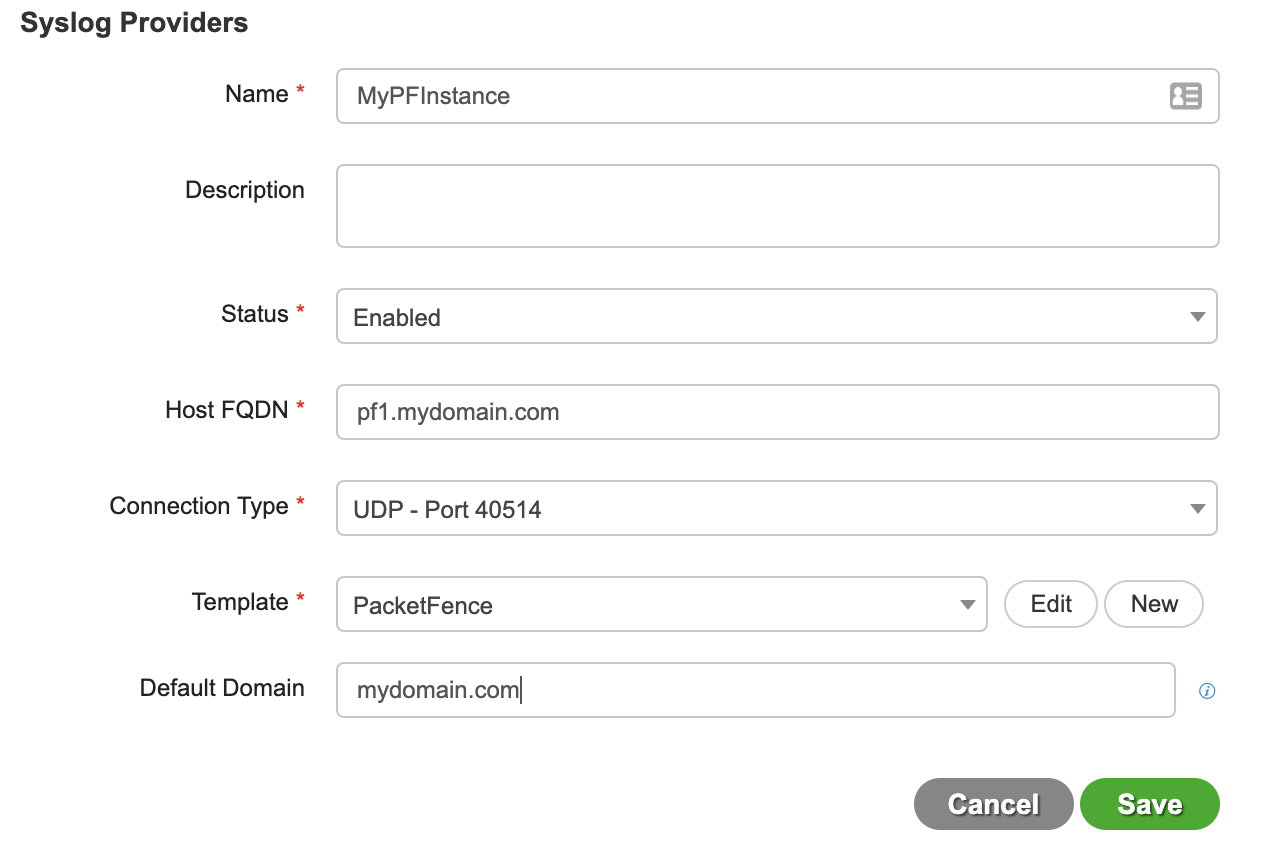 Configure the syslog provider in ISE-PIC