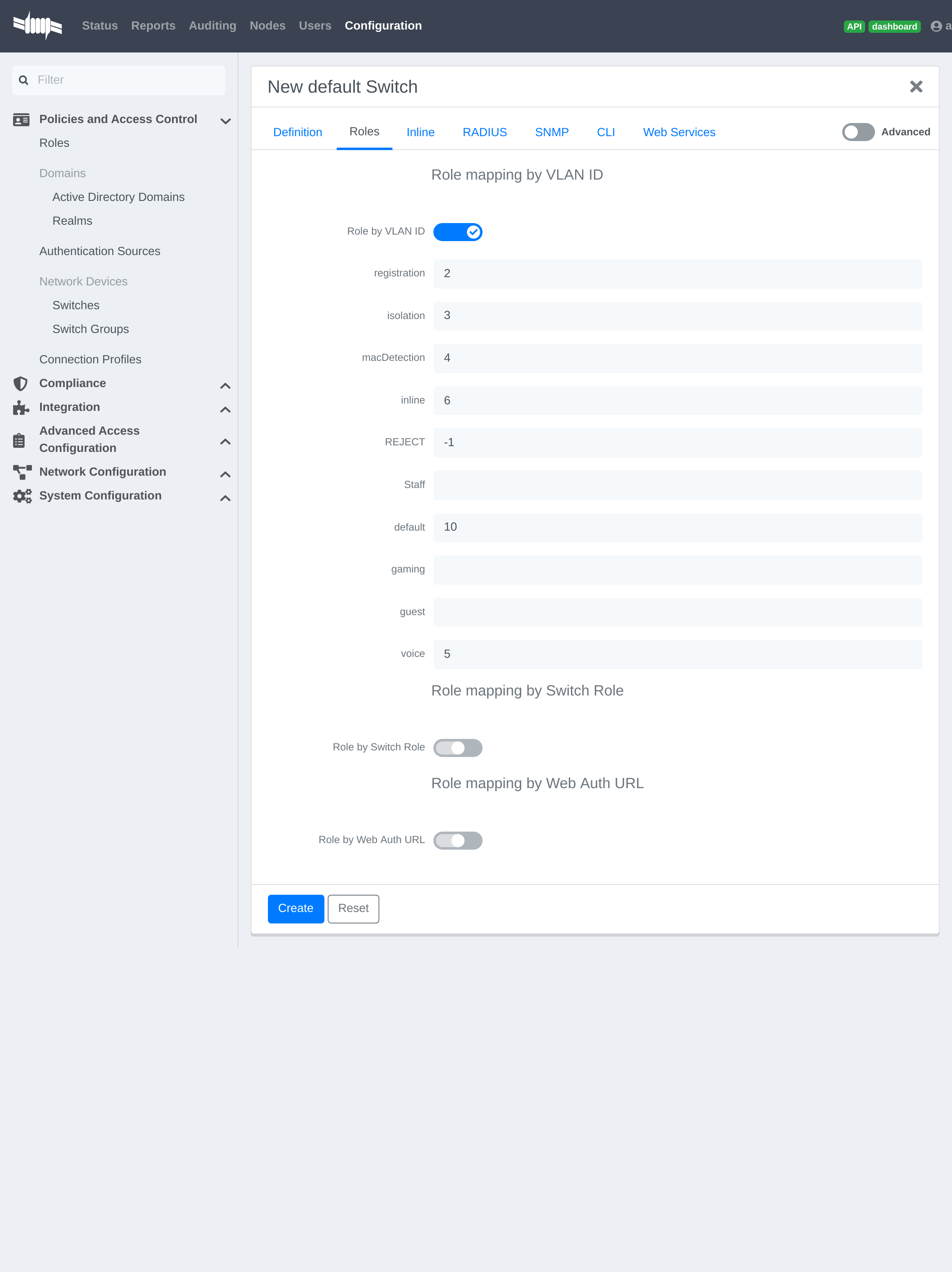 New switch configuration