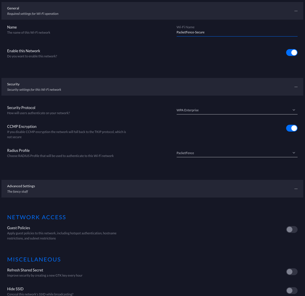 Unifi Secure SSID