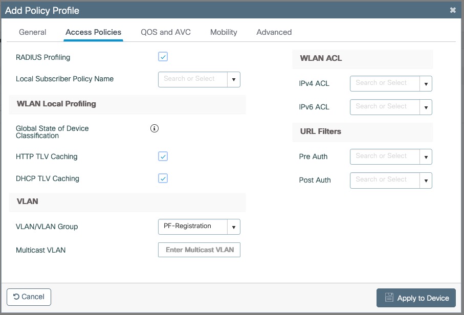 Add PF-Secure Policy Profile