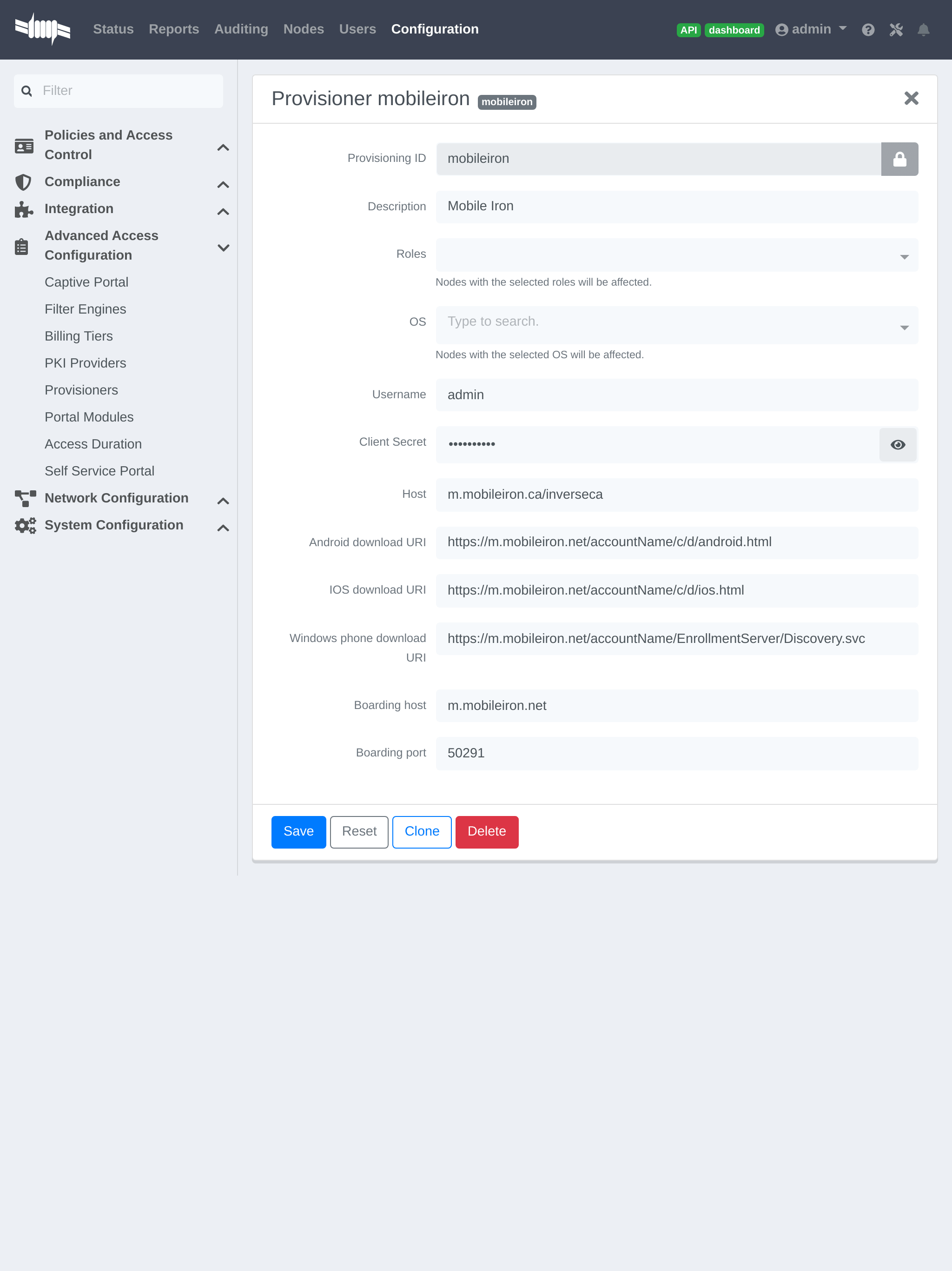 MobileIron configuration