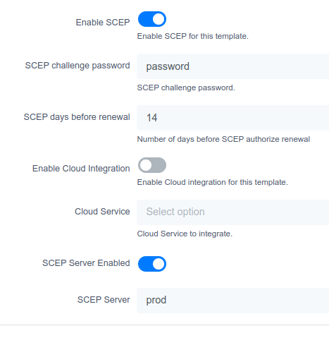 SCEP configuration