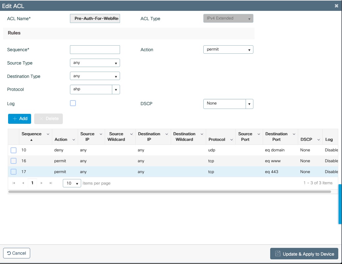 Pre-Auth-For-WebRedirect Access List