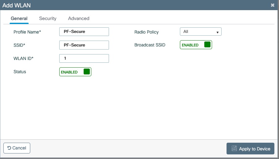 Add PF-Secure WLAN