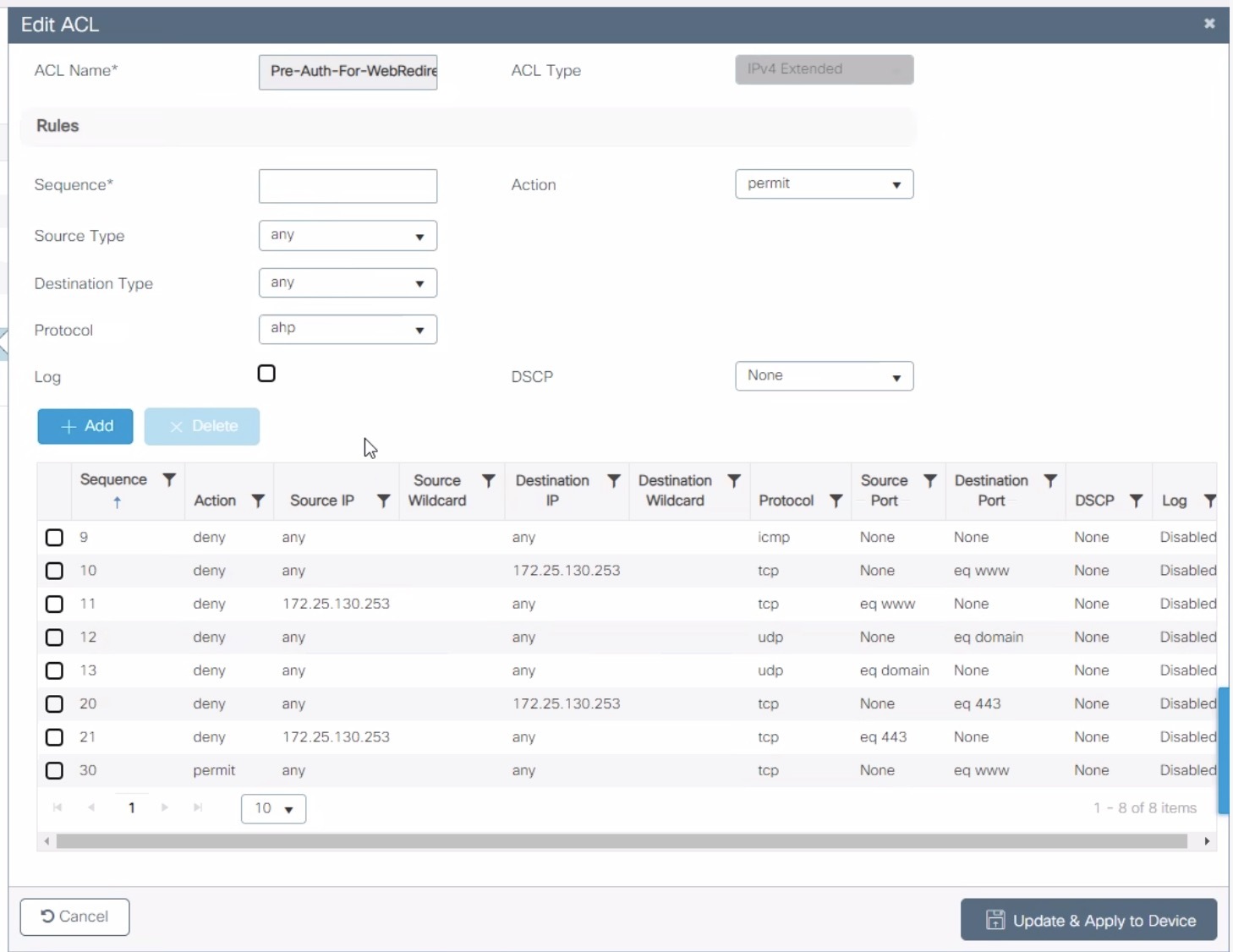 Pre-Auth-For-WebRedirect Access List