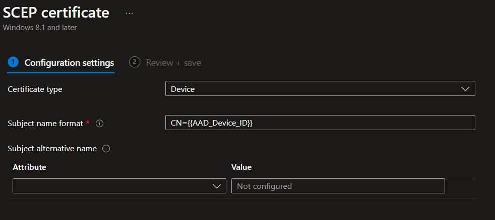 Intune SCEP machine configuration