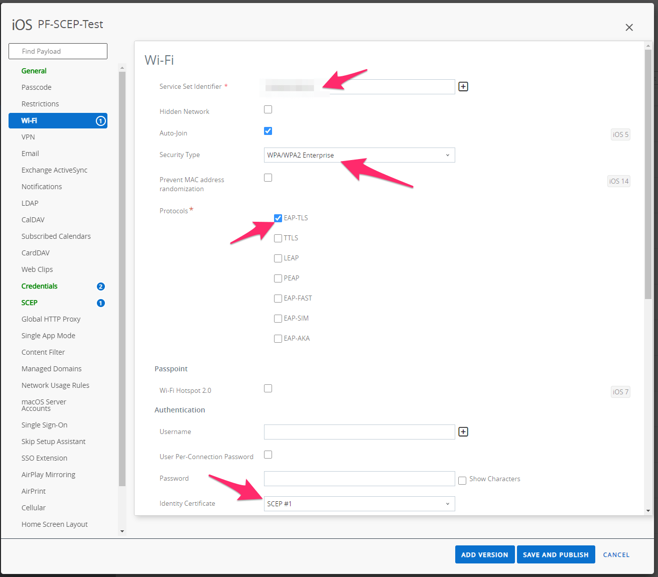 Create the SSID profile