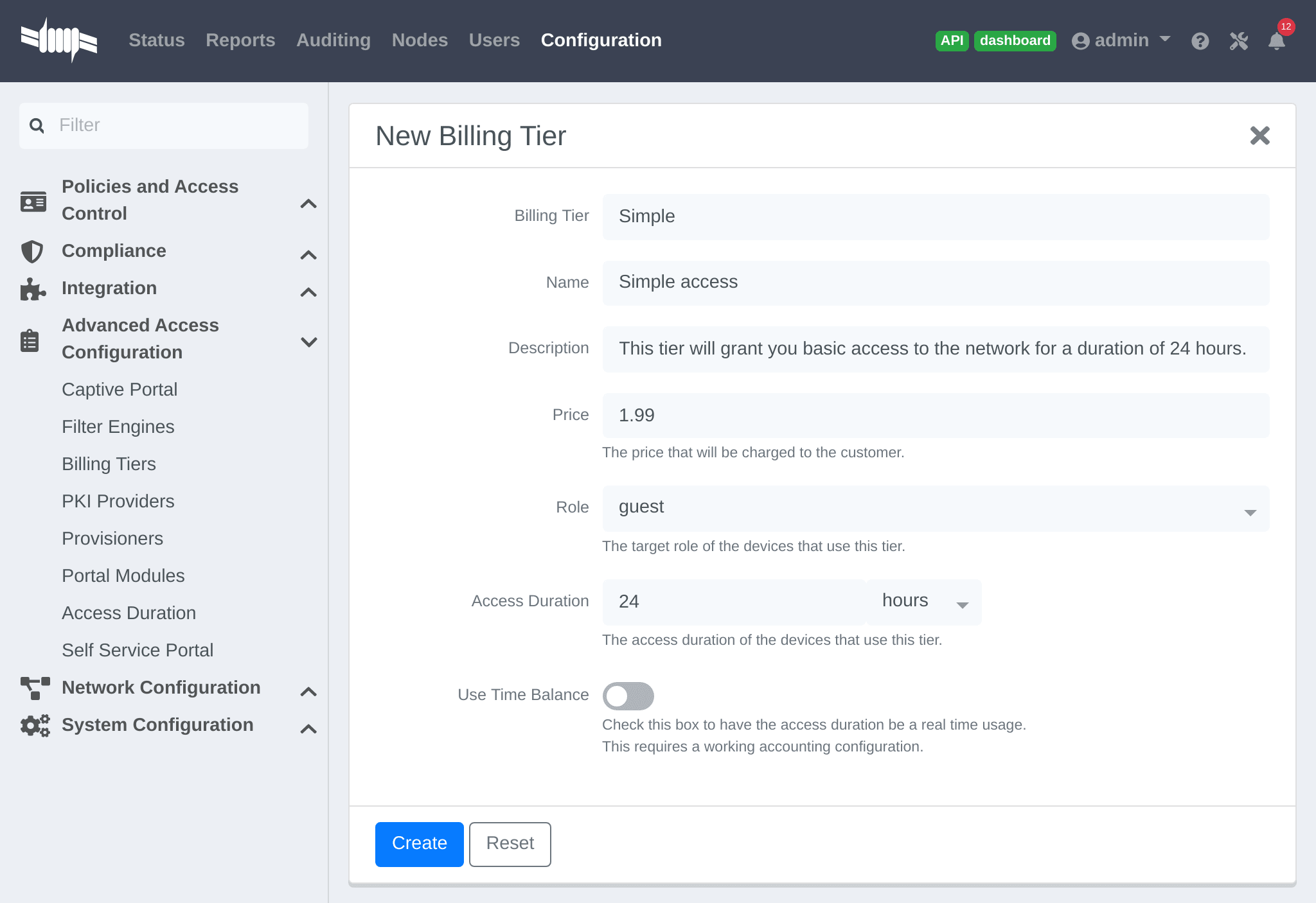 Stripe PacketFence configuration