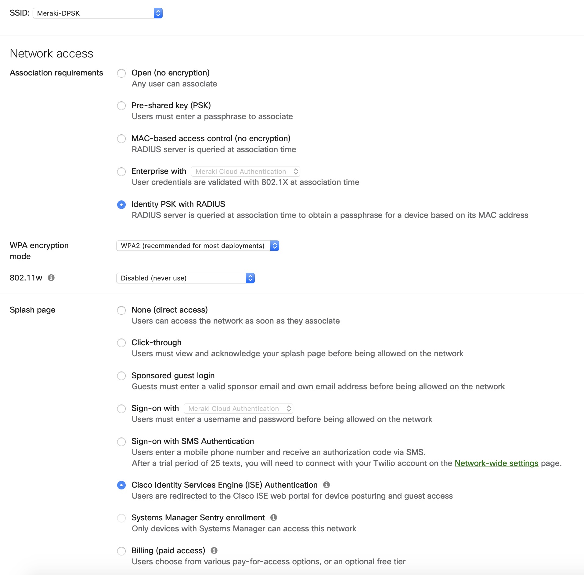 DPSK SSID configuration