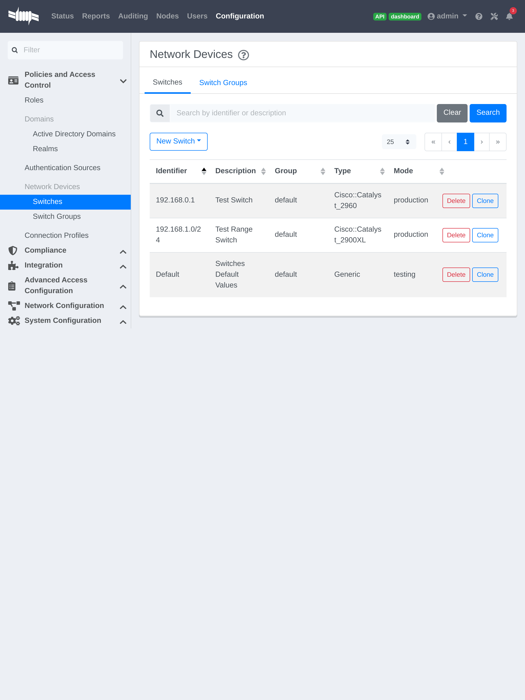 New switch configuration