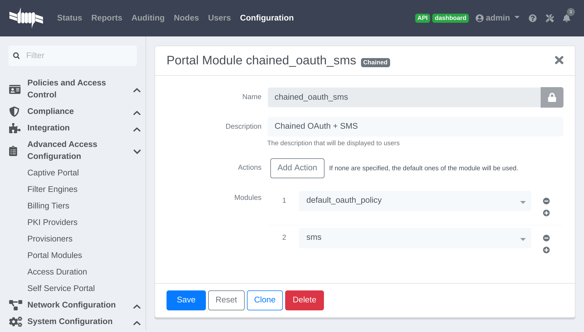 Chained OAuth + SMS module