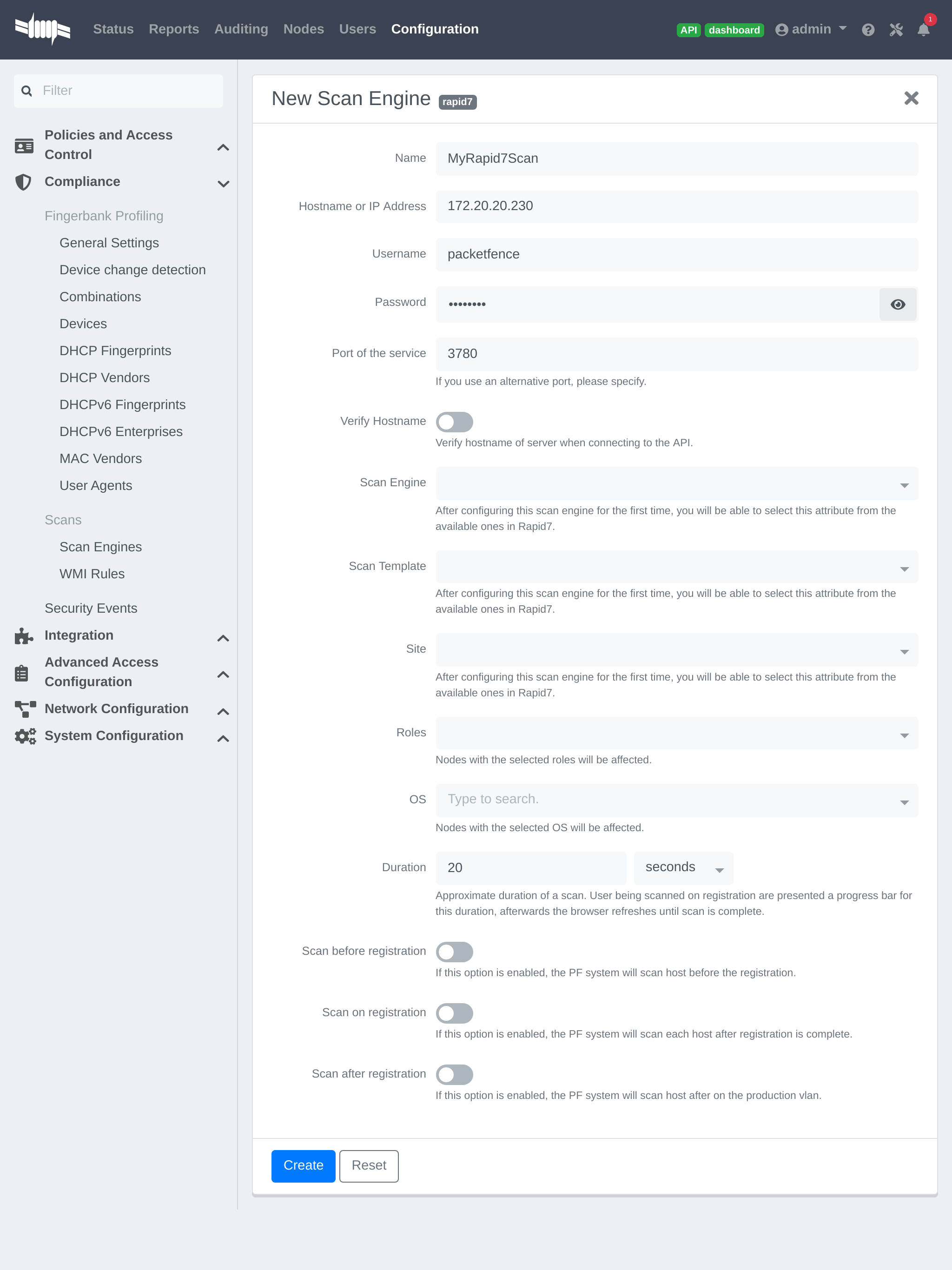 Rapid7 PacketFence config