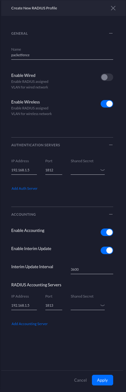 Unifi Radius Profile