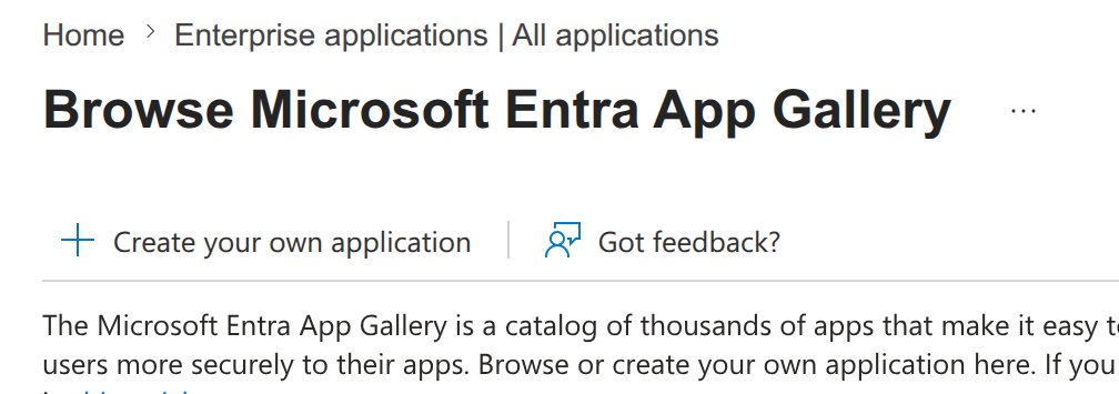 Azure SAML Entreprise Own Application