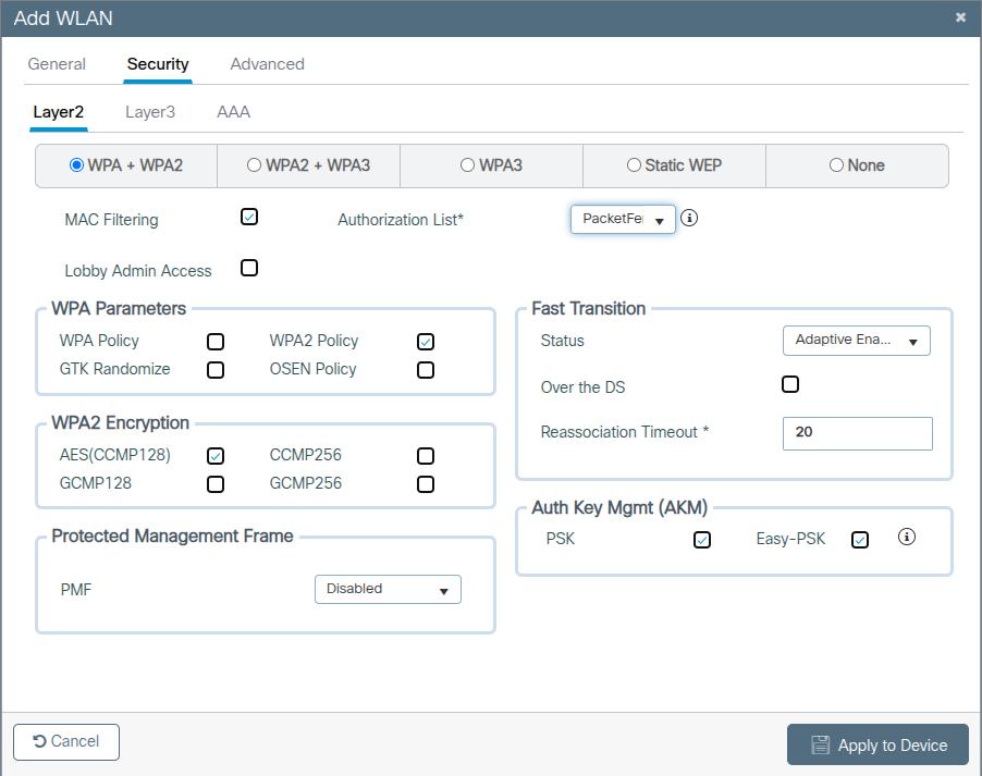 pf-easy-psk security