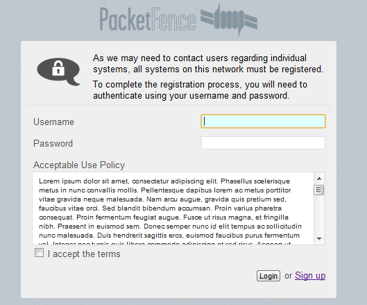 Captive portal screenshot