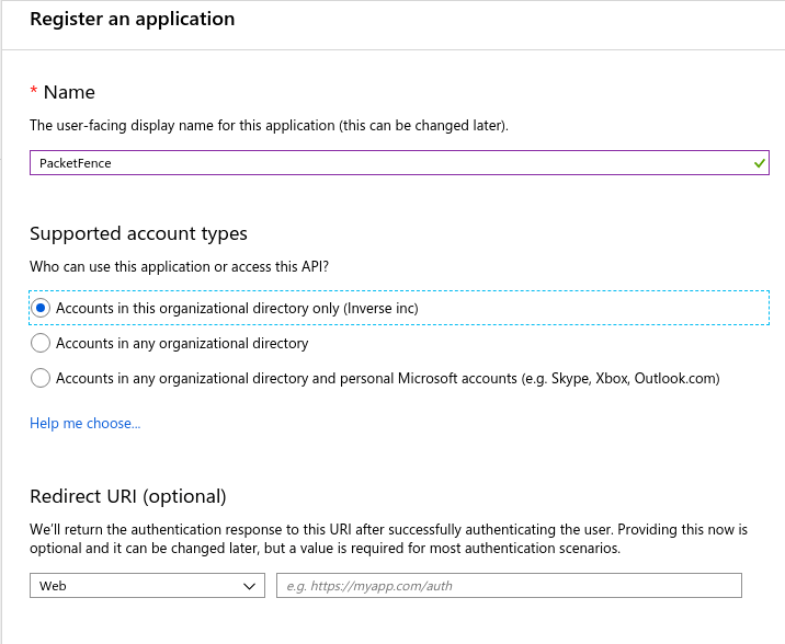 Azure define application