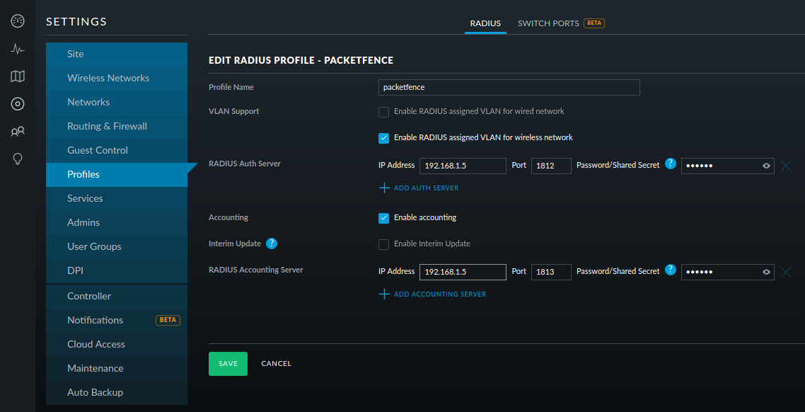 Unifi Radius Profile