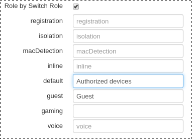 PacketFence role configuration