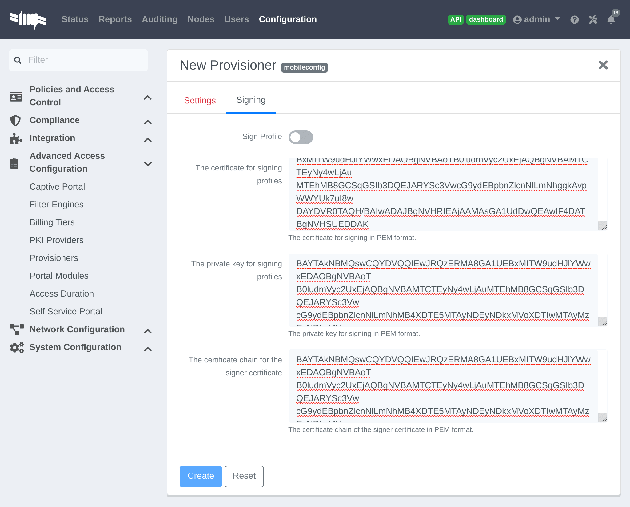 Signing provisioner