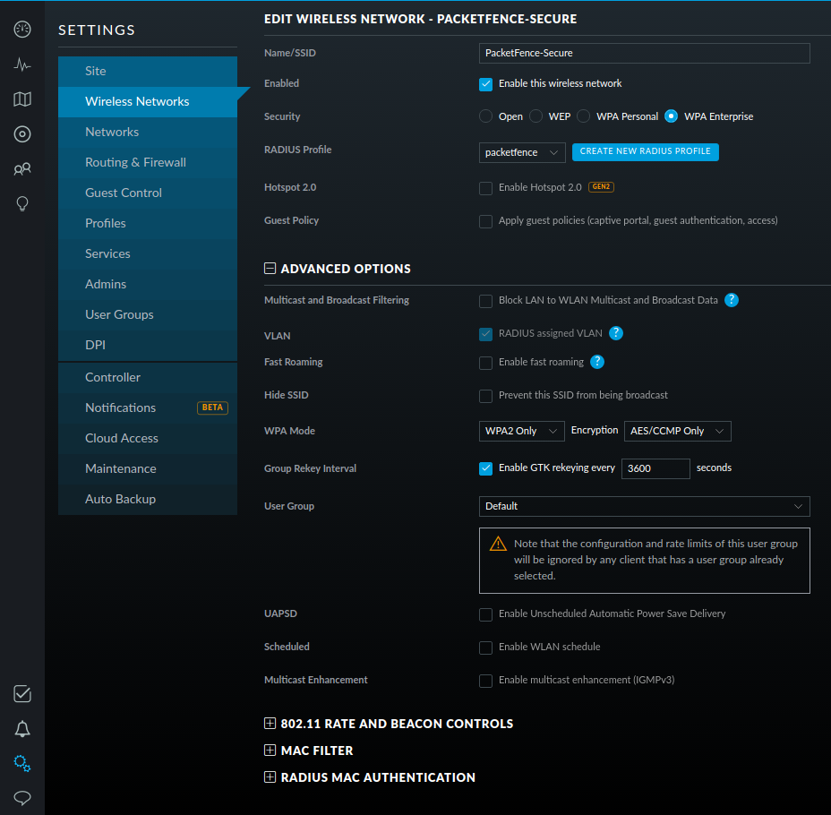 Unifi Secure SSID