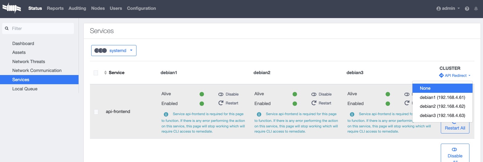 API redirect in configuration