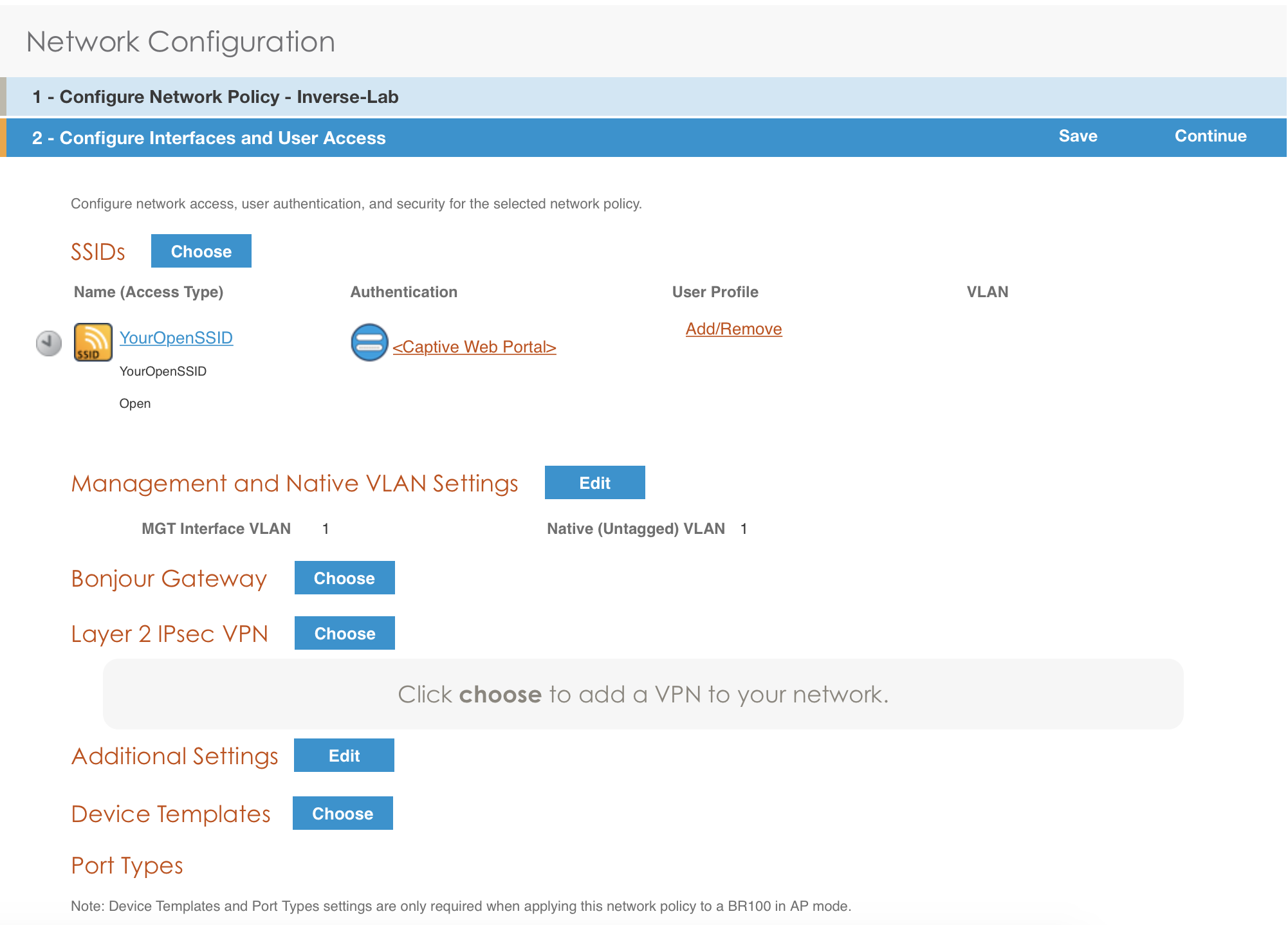 External portal SSID configuration